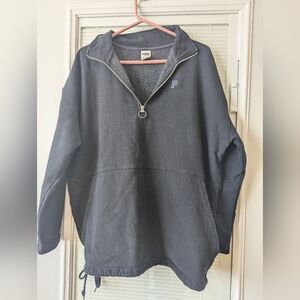 VICTORIA'S SECRET PINK COLLEGE QUARTER-ZIP BLACK Large  SWEATSHIRT